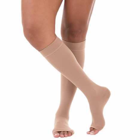 MEIA DE COMPRESSÃO  COMF COTTON  20-30 MMHG AD  3/4 PÉ ABERTO BEGE - VENOSAN