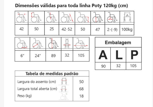 CADEIRA DE RODAS POTY OBESO - JAGUARIBE