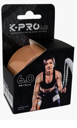 BANDAGEM ELASTICA ADESIVA BEGE 5CM X 6M K-PRO 6.0  (TIPO KINESIO)