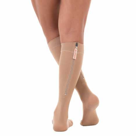 MEIA DE COMPRESSÃO  COMF COTTON COM ZIPER 20-30 MMHG AD  3/4 PÉ ABERTO BEGE  - VENOSAN